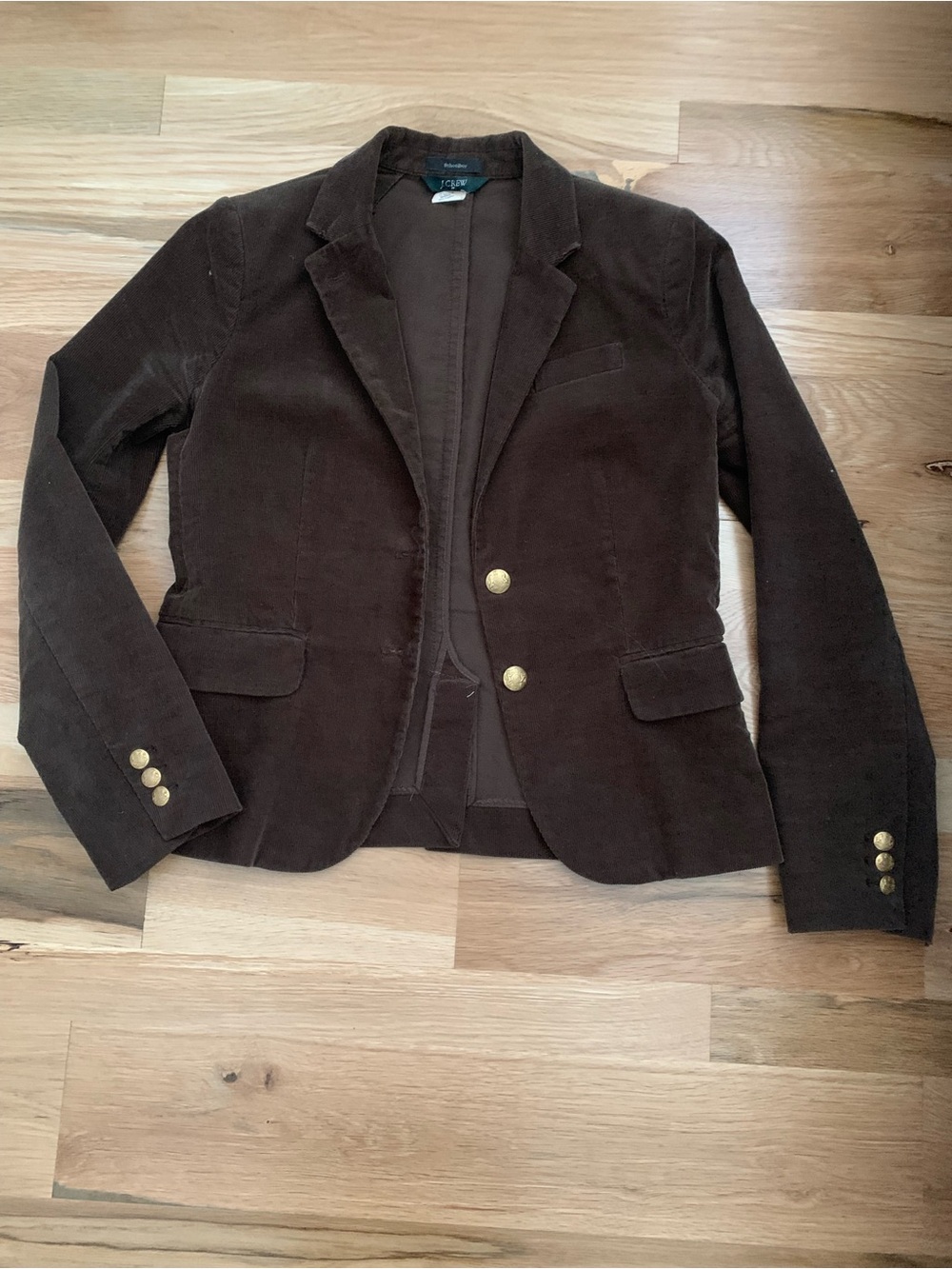 J. Crew Dark Brown Corduroy Blazer with Gold Buttons